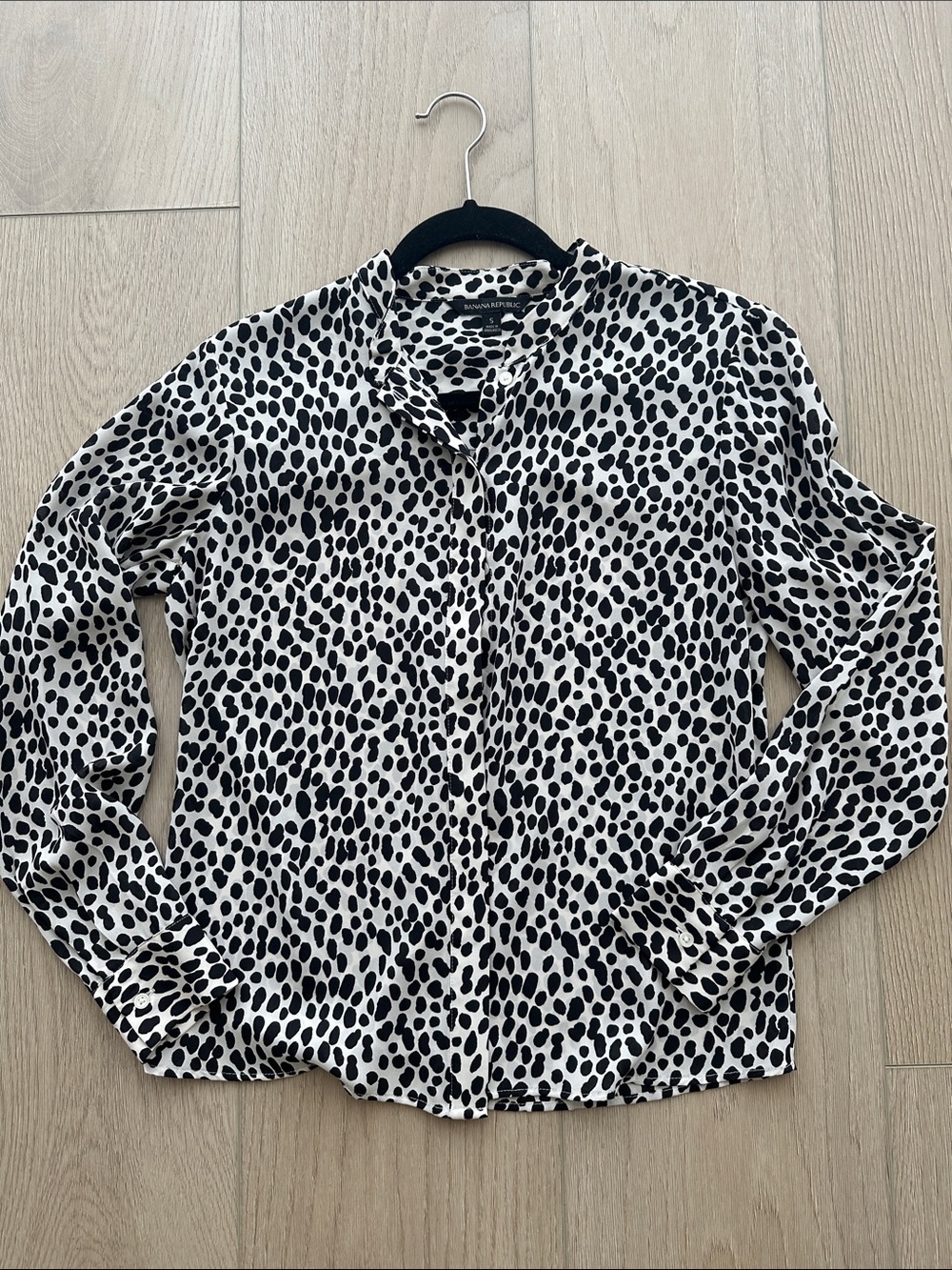 Banana Republic Black & White Dalmatian Print Button-Up Blouse
